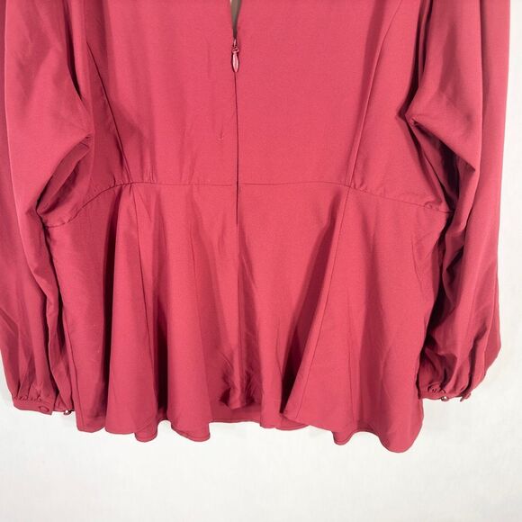 Torrid Plus Size 3X Top Peplum Crepe Sweetheart Neck Top Red‎ Keyhole Blouse 686 - Picture 8 of 12